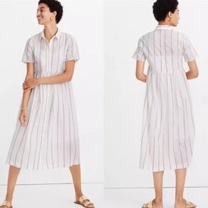 Madewell Striped Midi Shirtdress Shirt Dress Cotton Clipdot XXS
